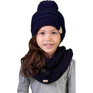 Funky Junque Kids Matching Set Girls Boys Toddler Infinity Scarf Hat Beanie